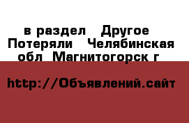  в раздел : Другое » Потеряли . Челябинская обл.,Магнитогорск г.